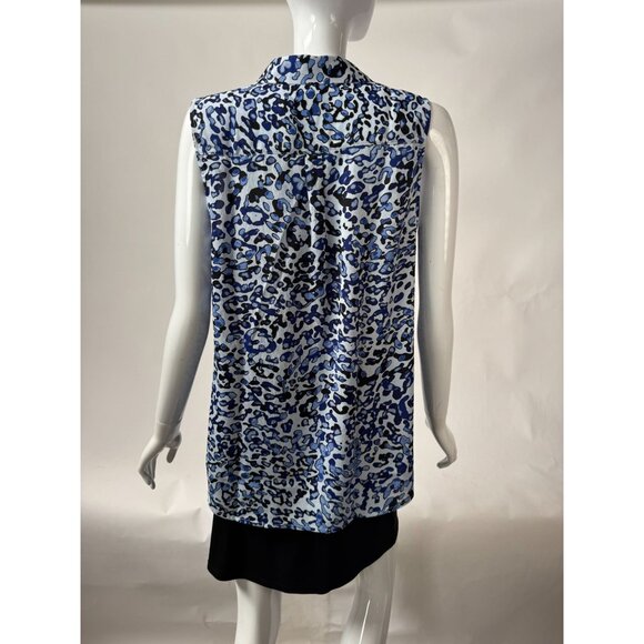 Dana Buchman Sleeveless Blue Animal Print Blouse M - Picture 4 of 16